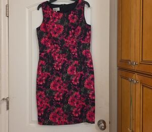 Kasper Vibrant Pink and Black Mini Dress